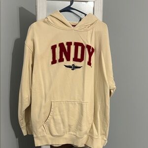 Cream Hoodie with Red 'INDY' Logo